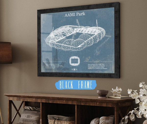 20" x 16" / Black Frame Cutler West AAMI Park Vintage Australia Rugby and Soccer Stadium Print