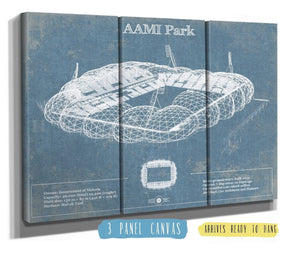 36" x 24" / 3 Panel Canvas Wrap Cutler West AAMI Park Vintage Australia Rugby and Soccer Stadium Print
