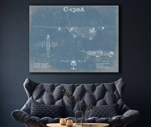 Cutler West AC-130A Vintage Aviation Blueprint Military Print