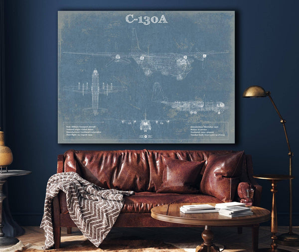 Cutler West AC-130A Vintage Aviation Blueprint Military Print