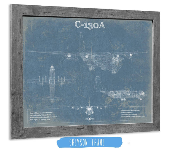 14" x 11" / Greyson Frame Cutler West AC-130A Vintage Aviation Blueprint Military Print