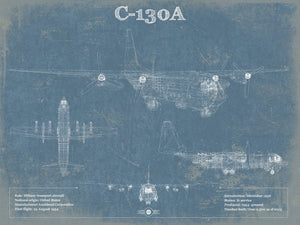 14" x 11" / Unframed Cutler West AC-130A Vintage Aviation Blueprint Military Print