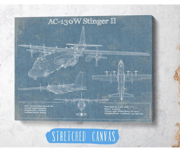 Cutler West AC-130W Stinger II Vintage Aviation Blueprint Military Print