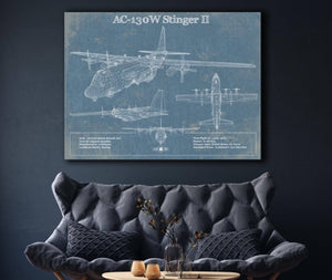 Cutler West AC-130W Stinger II Vintage Aviation Blueprint Military Print
