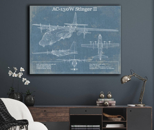 Cutler West AC-130W Stinger II Vintage Aviation Blueprint Military Print