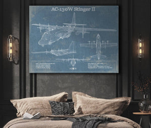 Cutler West AC-130W Stinger II Vintage Aviation Blueprint Military Print