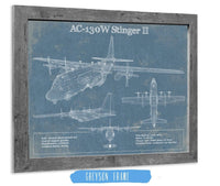 Cutler West Military Aircraft AC-130W Stinger II Vintage Aviation Blueprint Military Print