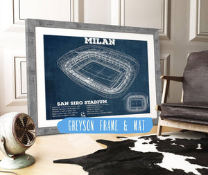 14" x 11" / Greyson Frame & Mat Cutler West AC Milan San Siro Stadium Soccer Print