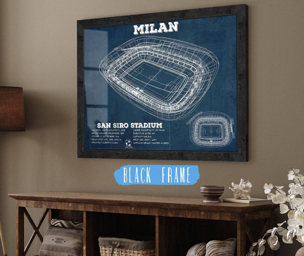 20" x 16" / Black Frame Cutler West AC Milan San Siro Stadium Soccer Print
