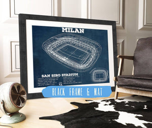 20" x 16" / Black Frame & Mat Cutler West AC Milan San Siro Stadium Soccer Print