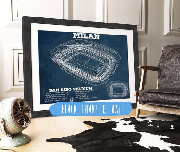 20" x 16" / Black Frame & Mat Cutler West AC Milan San Siro Stadium Soccer Print