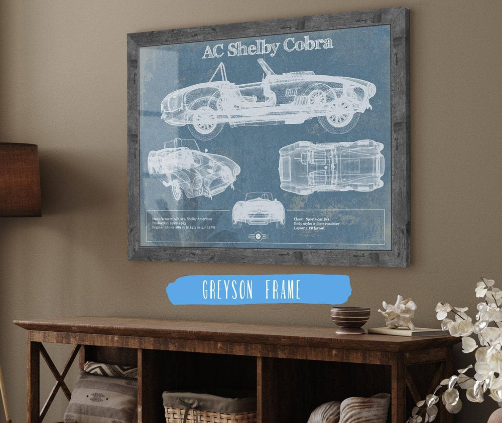 14" x 11" / Stretched Canvas Wrap Cutler West AC Shelby Cobra Blueprint Vintage Auto Print
