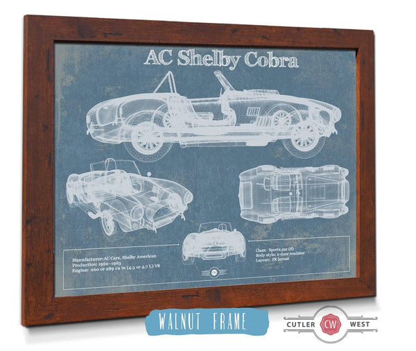 20" x 16" / Walnut Frame Cutler West AC Shelby Cobra Blueprint Vintage Auto Print