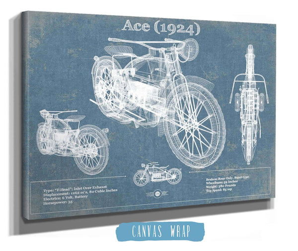 Cutler West Ace (1924) Blueprint Motorcycle Patent Print
