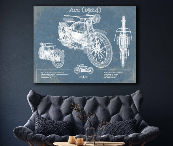 Cutler West Ace (1924) Blueprint Motorcycle Patent Print