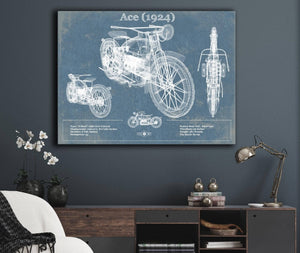 Cutler West Ace (1924) Blueprint Motorcycle Patent Print