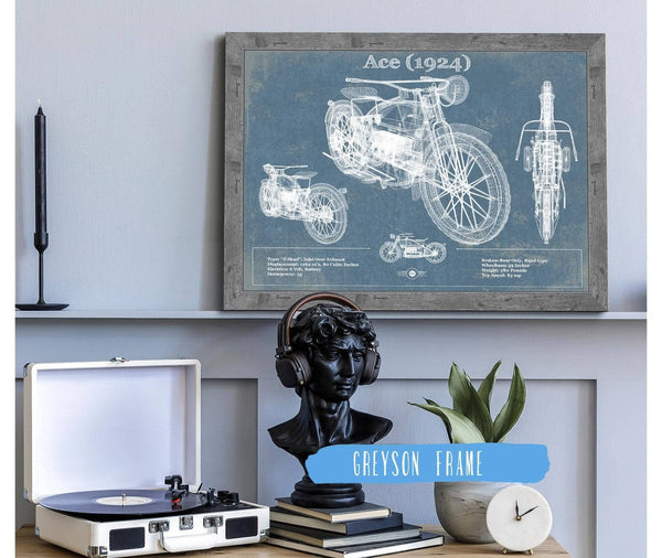 Cutler West Ace (1924) Blueprint Motorcycle Patent Print