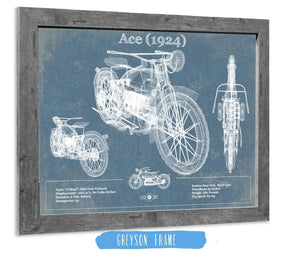14" x 11" / Greyson Frame Cutler West Ace (1924) Blueprint Motorcycle Patent Print