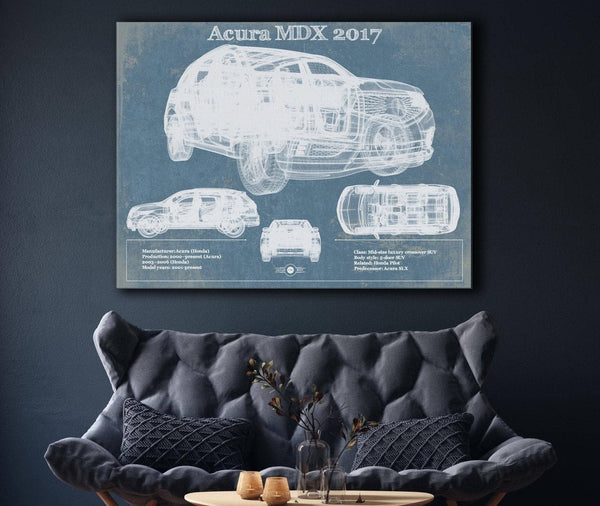Cutler West Acura MDX 2017 Vintage Blueprint Auto Print