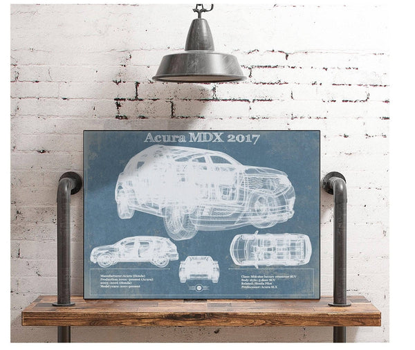 Cutler West Acura MDX 2017 Vintage Blueprint Auto Print