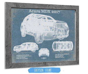 14" x 11" / Greyson Frame Cutler West Acura MDX 2017 Vintage Blueprint Auto Print