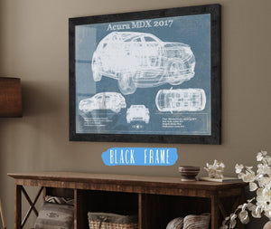 20" x 16" / Black Frame Cutler West Acura MDX 2017 Vintage Blueprint Auto Print