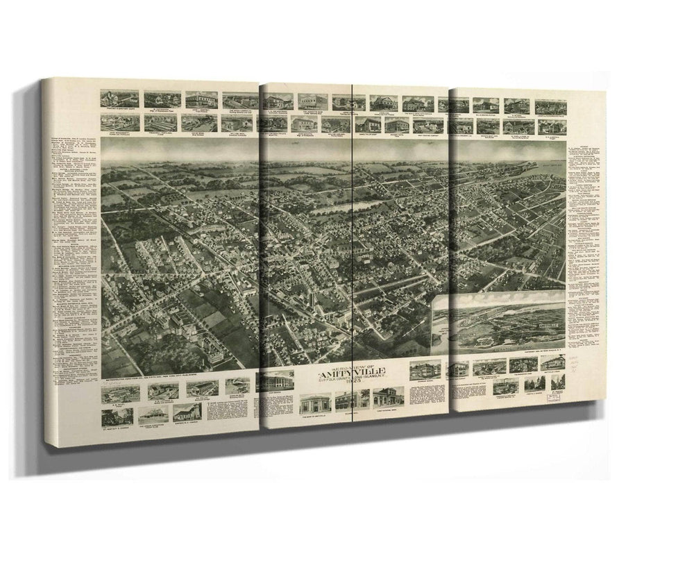 24" x 16" / Stretched Canvas Wrap Cutler West Aero View Of Amityville Suffolk County Long Island Ny 1925  State Of New York