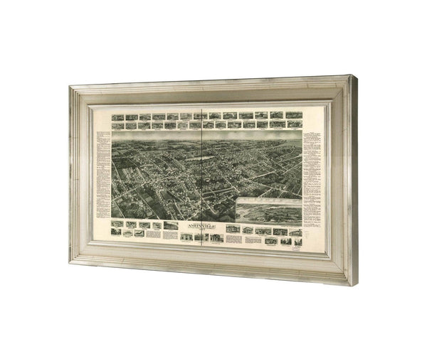 24" x 16" / Champagne Frame Cutler West Aero View Of Amityville Suffolk County Long Island Ny 1925  State Of New York