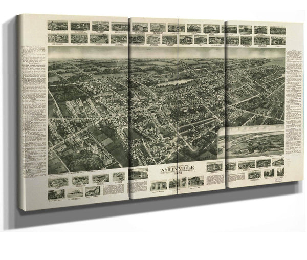 36" x 24" / 3 Panel Canvas Wrap Cutler West Aero View Of Amityville Suffolk County Long Island Ny 1925  State Of New York