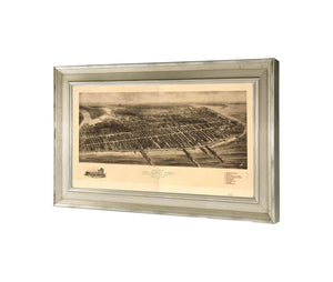 24" x 16" / Champagne Frame Cutler West Aero View Of Atlantic City New Jersey 1909  State Of New Jersey