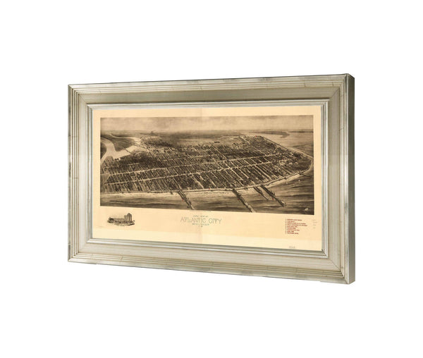 24" x 16" / Champagne Frame Cutler West Aero View Of Atlantic City New Jersey 1909  State Of New Jersey