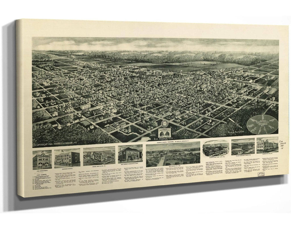 24" x 16" / Stretched Canvas Wrap Cutler West Aero View Of Egg Harbor City New Jersey  State Of New Jersey