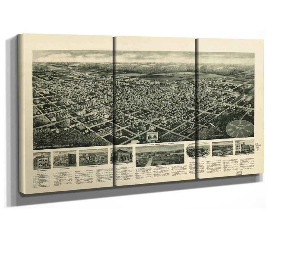 24" x 16" / Stretched Canvas Wrap Cutler West Aero View Of Egg Harbor City New Jersey  State Of New Jersey