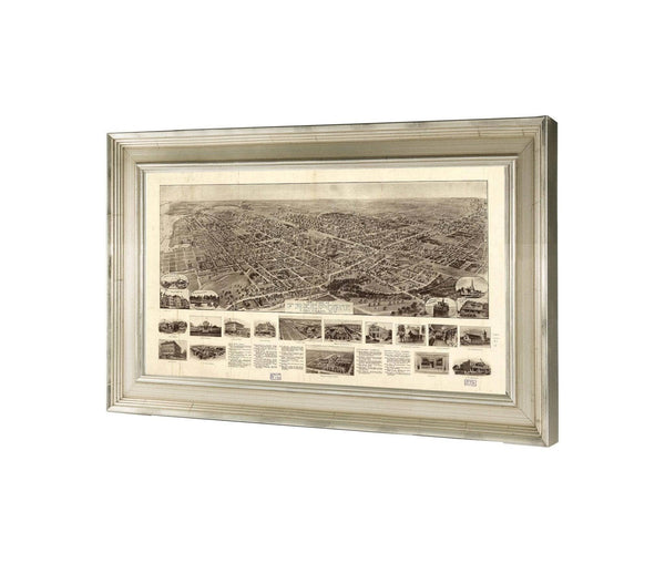 24" x 16" / Champagne Frame Cutler West Aero View Of Freeport Long Island Ny 1909  State Of New York