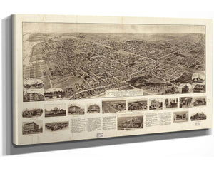 24" x 16" / Stretched Canvas Wrap Cutler West Aero View Of Freeport Long Island Ny 1909  State Of New York