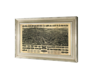 24" x 16" / Champagne Frame Cutler West Aero View Of Meriden Connecticut 1918  State Of Connecticut
