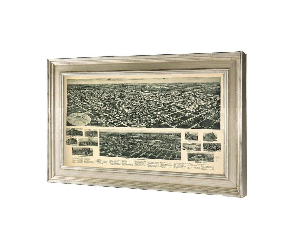 24" x 16" / Stretched Canvas Wrap Cutler West Aero View Of Valley Stream Long Island 1924  State Of New York