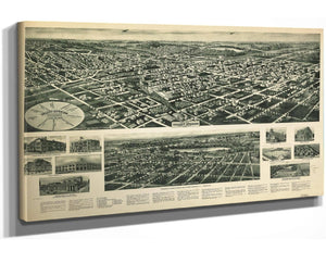 24" x 16" / Stretched Canvas Wrap Cutler West Aero View Of Valley Stream Long Island 1924  State Of New York