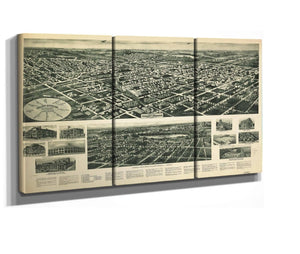 36" x 24" / 3 Panel Canvas Wrap Cutler West Aero View Of Valley Stream Long Island 1924  State Of New York