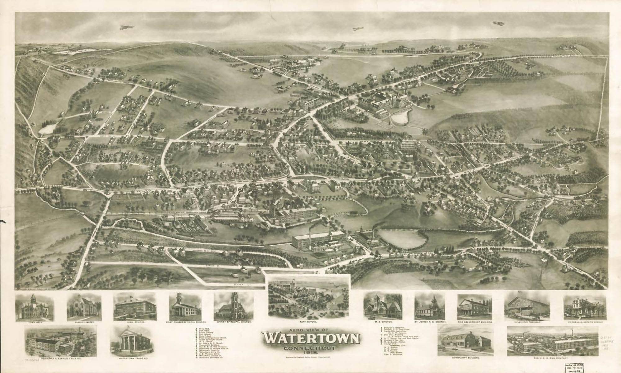Cutler West Aero View Of Watertown Connecticut 1918  State Of Connecticut