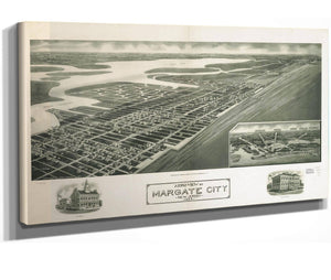 24" x 16" / Stretched Canvas Wrap Cutler West Aeroview Of Margate City New Jersey 1925  State Of New Jersey
