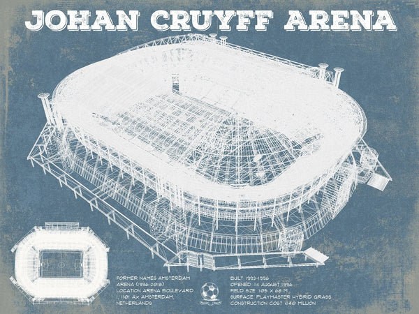 14" x 11" / Unframed Cutler West AFC Ajax FC Johan Cruyff Arena Soccer Print