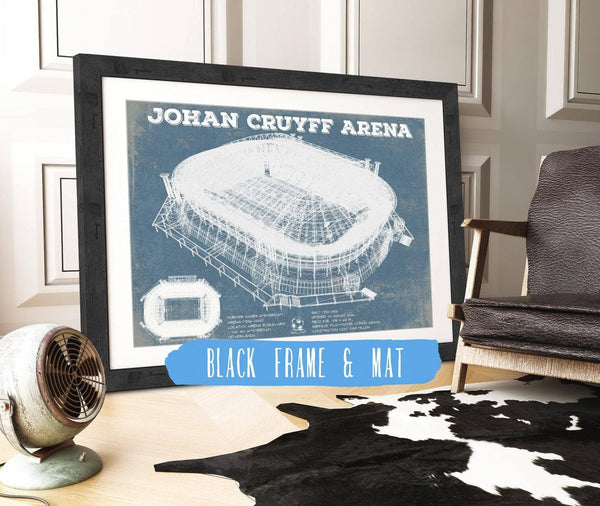 20" x 16" / Black Frame & Mat Cutler West AFC Ajax FC Johan Cruyff Arena Soccer Print