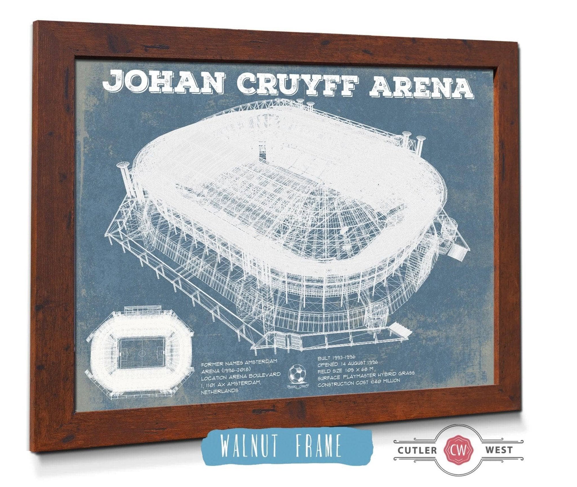 Cutler West Soccer Collection 14" x 11" / Walnut Frame AFC Ajax FC Johan Cruyff Arena Soccer Print 759040988_38642
