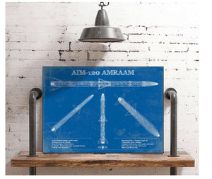 Cutler West AIM-120 AMRAAM Blueprint Vintage Missile Print