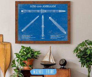 20" x 16" / Walnut Frame Cutler West AIM-120 AMRAAM Blueprint Vintage Missile Print