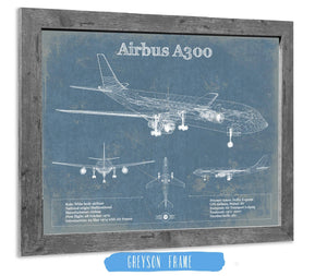 14" x 11" / Greyson Frame Cutler West Airbus A300 Vintage Aviation Blueprint Print