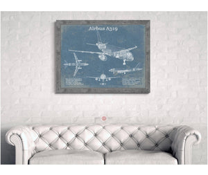 Cutler West Airbus A319 Vintage Aviation Blueprint Print