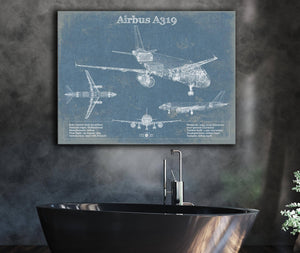 Cutler West Airbus A319 Vintage Aviation Blueprint Print