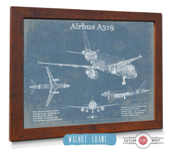 Cutler West Airbus A319 Vintage Aviation Blueprint Print
